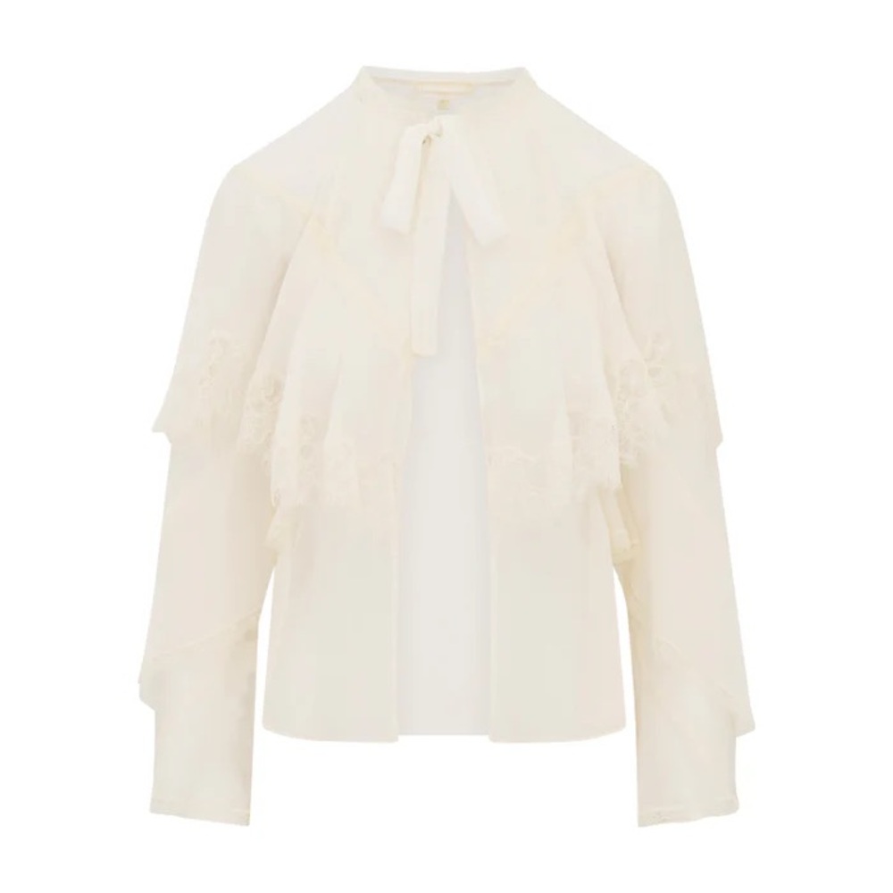 NWT. LoveShackFancy Afton Blouse in Ivory Size XL